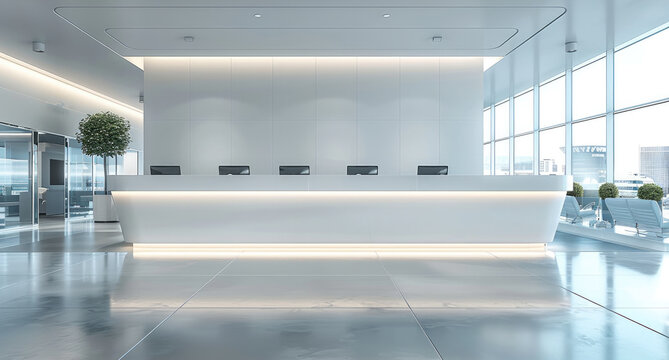 Check-in counter on white background. Generative AI.