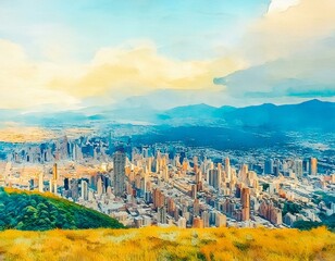 mountain landscape in summer with cloudy sky