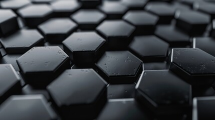 Obraz premium A close-up photo of black hexagonal shapes forming a repeating pattern