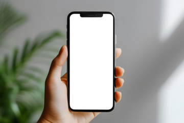 Hand Holding Smartphone Mockup with Blank Screen