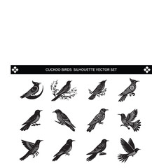 Cuckoo Birds Silhouette Vector Illustration