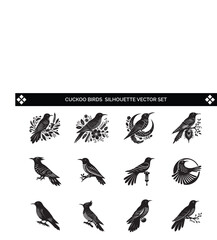 Cuckoo Birds Silhouette Vector Illustration
