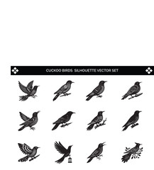 Cuckoo Birds Silhouette Vector Illustration