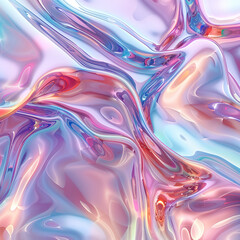 Fototapeta premium Abstract fluid holographic background, colorful curved wave in gradient design.