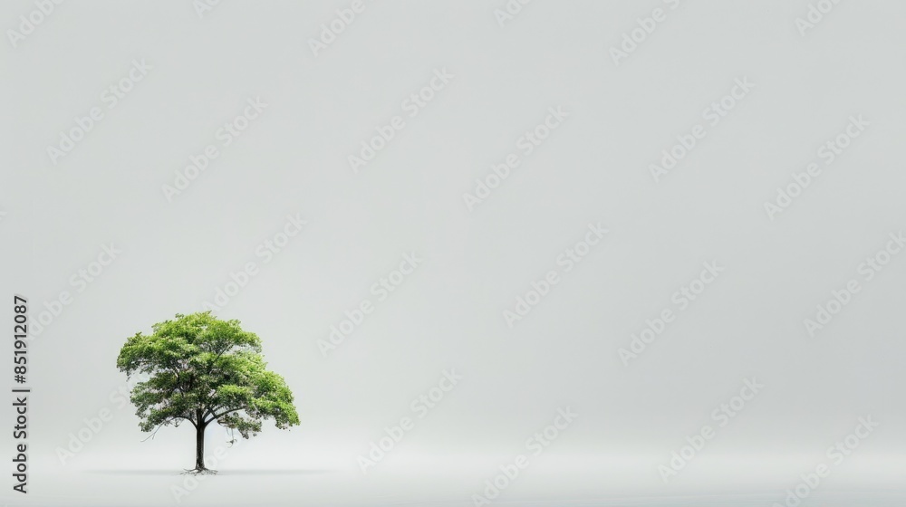 Poster a single tree stands alone against a blank backdrop primed for use as a graphic element to enhance a