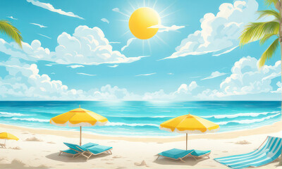 happy summer beach vector background 