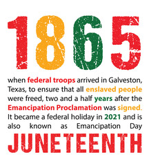 when federal troops arrived in Galveston, Texas, to ensure that all enslaved people were freed, two and a half years after the Emancipation Proclamation was signed. It became a federal holiday in 2021