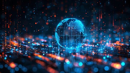 Abstract Tech Background and Digital Earth