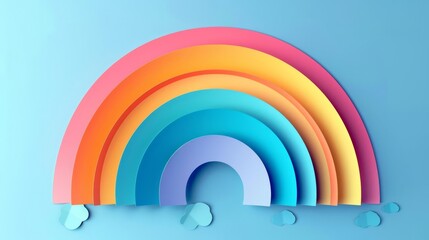 Fototapeta premium Elegant rainbow rendered in paper art style, a simple graphic featuring flat colors, ideal for modern designs