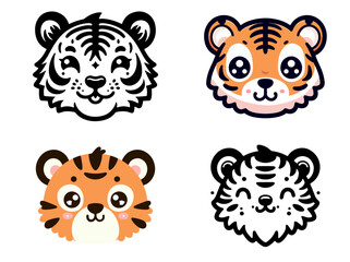 Cute Tiger Vector Sweet Design art with white background