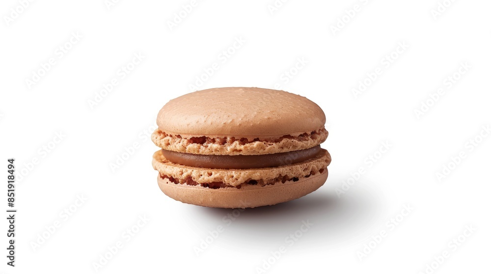 Poster a single macaron is displayed on a white background