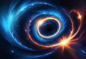 Obraz premium A blue spiral formation in the vast expanse of space, A celestial phenomenon like a supernova or black hole