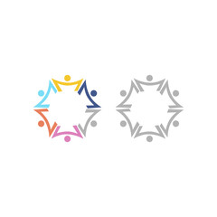 PEOPLE UNION TEAM TEAMWORK COLORFUL SIGN SYMBOL LOGO ISOLATED ON WHITE VECTOR