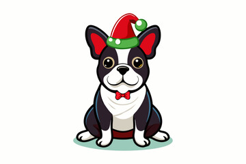 Christmas French bulldog vector illustration