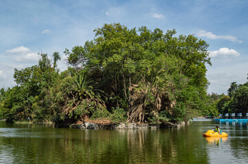 lake in chapultepec park in mexico city 