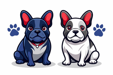 two French bulldogs vector illustration