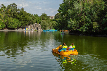 boat on lake in chapultepec park in mexico city 