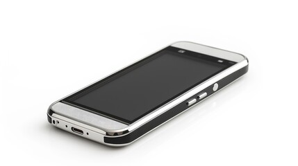Contemporary mobile phone on white background