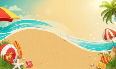 Fototapeta na wymiar happy summer beach vector background 