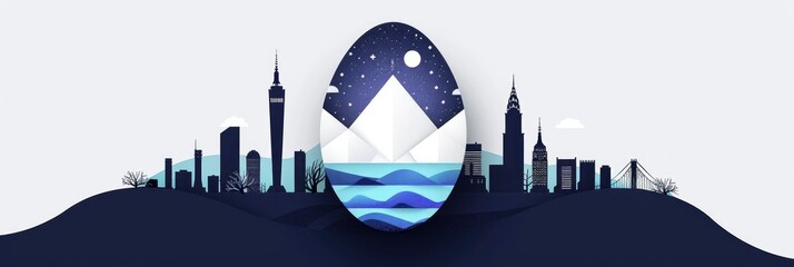  A simple and minimalistic logo of an egg painted on the shape of artist's palette A blend of...
