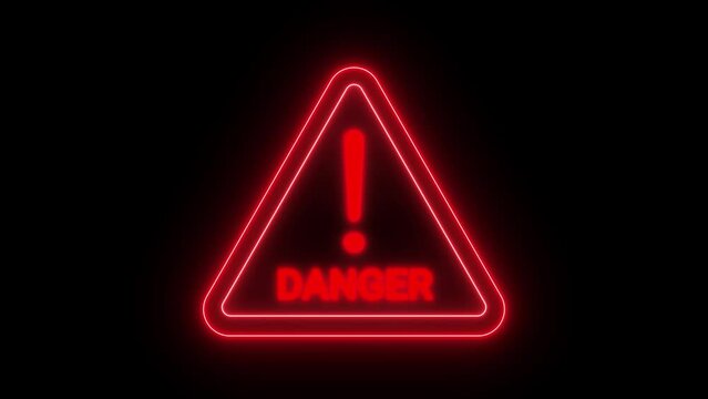 danger sign error danger triangle neon animated icon danger sign triangle exclamation mark 4k neon