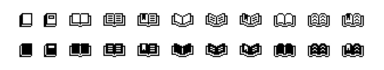 book 8-bit pixel icon. notebook education school classroom reading pictogram graphic design art illustration vector. retro game screen bookmark journal diary pixel art 16-bit 8bit web e-book read note