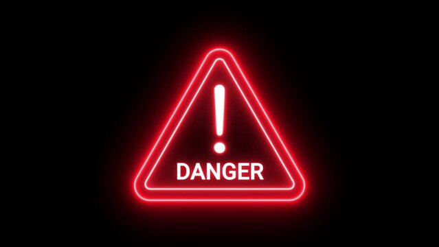 danger sign error danger triangle neon animated icon danger sign triangle exclamation mark 4k neon