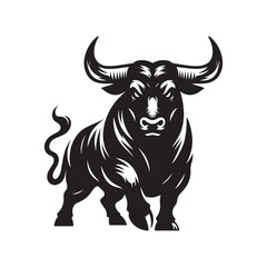 Bull images set. Bull logo designs set, Stylized silhouettes of standing in different poses and butting up bulls. Isolated on white background. Vector illustration for any kind of graphic design.