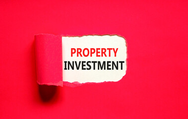 Property investment symbol. Concept words Property investment on beautiful white paper. Beautiful red paper background. Business Property investment concept. Copy space.