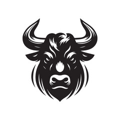 Bull images set. Bull logo designs set, Stylized silhouettes of standing in different poses and butting up bulls. Isolated on white background. Vector illustration for any kind of graphic design.
