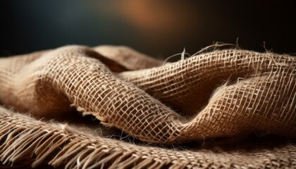 Obraz premium Detailed shot of a soft, knitted wool blanket with intricate patterns and a cozy texture, with a warm, inviting color scheme.