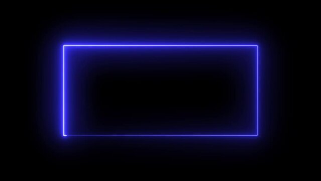 Abstract glowing neon rectangle border frame in the shape rectangle glowing and futuristic energy line animation.Glowing neon rectangle frame line .