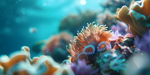 Fototapeta premium Spectral beings watch over reef life in coral nooks and crannies. Concept Underwater Wildlife, Marine Ecosystems, Coral Reefs, Spectral Beings, Nature Photography
