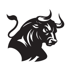 Bull images set. Bull logo designs set, Stylized silhouettes of standing in different poses and butting up bulls. Isolated on white background. Vector illustration for any kind of graphic design.