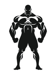  Vector illustration of a bodybuilder, silhouette  vector 