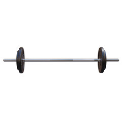 3d render barbell bar with weights with transparent background