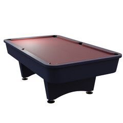 3d render pool table with transparent background