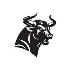 Bull images set. Bull logo designs set, Stylized silhouettes of standing in different poses and butting up bulls. Isolated on white background. Vector illustration for any kind of graphic design.