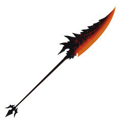 3d render gaming infernal spear with background transparent