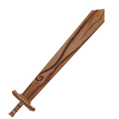 3d render wooden sword with transparent background