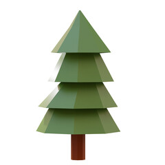 3d render low poly tree with background transparent