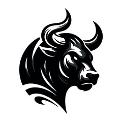 Bull images set. Bull logo designs set, Stylized silhouettes of standing in different poses and butting up bulls. Isolated on white background. Vector illustration for any kind of graphic design.