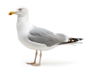 Seagull. White and Grey Seabird Isolated on White Background