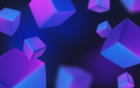 Fototapeta Abstract poster, brochure, flyer design background with cubes