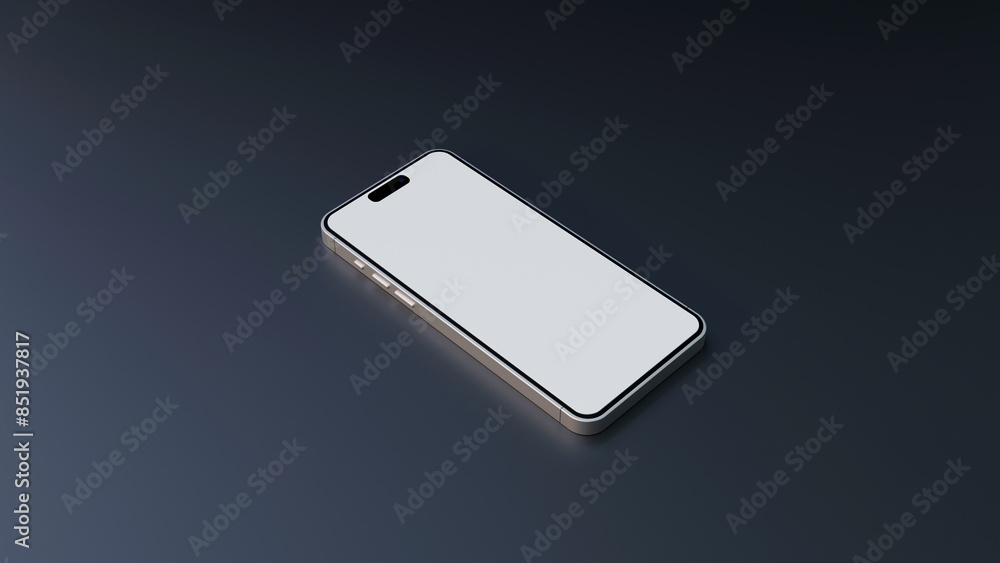 Poster smartphone frame blank screen on black background. 3d isometric illustration cell phone. smartphone 