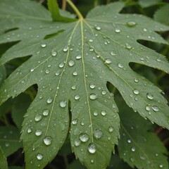 Fototapeta premium Dewy Leaf Macro Natures Elegance in Green and Clear