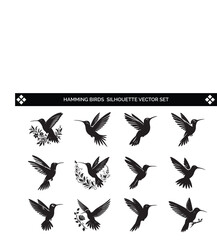 Hummingbirds Silhouette Vector Illustration 