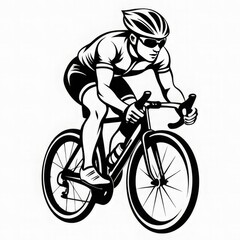 Obraz premium cyclist riding a road bike in a concentrated pose. Dynamic pose and determined facial expression highlight themes of athleticism, endurance and speed