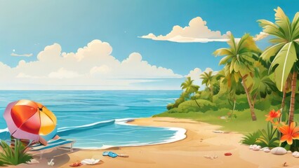 Fototapeta premium happy summer beach vector background 