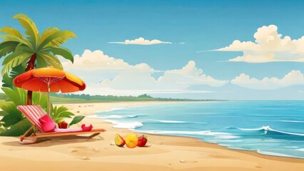 Obraz premium happy summer beach vector background 